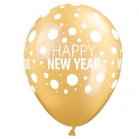 Vista previa: 25 globos punteados Feliz Año Nuevo 28cm