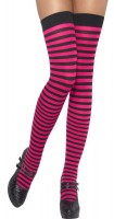 Knee high socks black pink striped