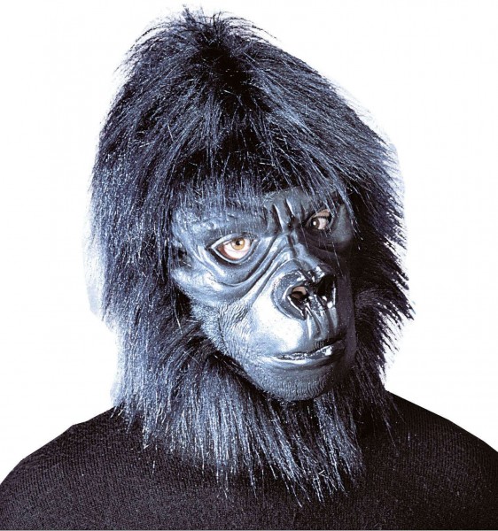 Realistic gorilla head mask with fur trim