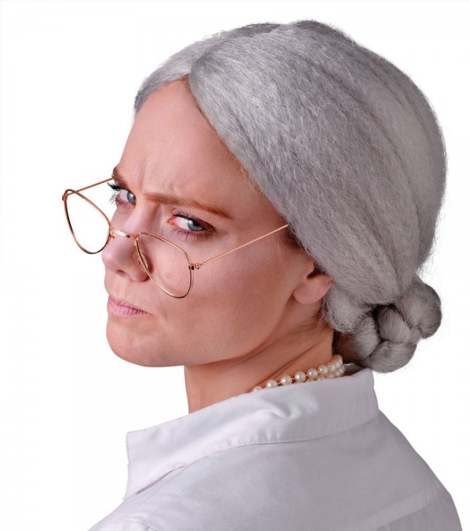 Grandma bun wig gray