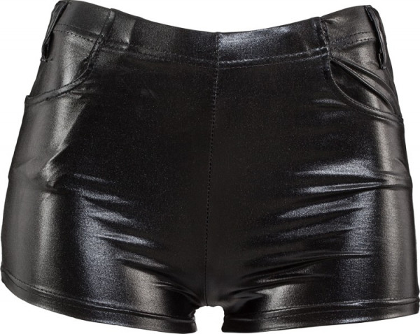 Sexy leather look hot pants black