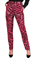 Vista previa: Pantalones de mujer con lentejuelas de cebra rosa