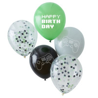 5 Gamer Eco Party Ballons 30cm