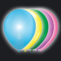 Oversigt: 5 farverige LED ballonfest 25 cm