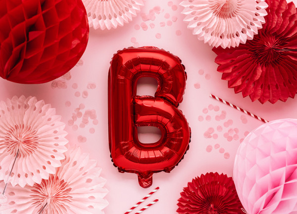 Czerwony balon z literą B 35 cm