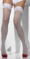 Hold up fishnet stockings with lace white