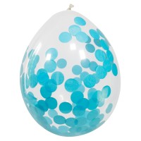 4 ballons confettis bleu clair