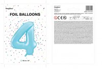 Oversigt: Nummer 4 folie ballon himmelblå 86cm