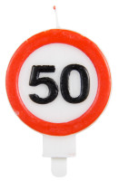 Traffic sign 50 cake candle 6cm