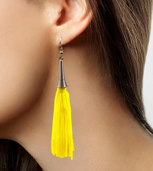 Yellow Alina fringed earrings