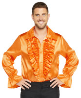 Preview: Orange ruffle shirt for men