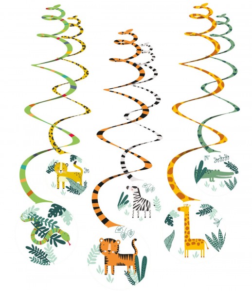 6 Wild Life jungle spiral hangers