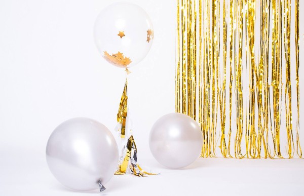 Balloon set of 3 with star confetti and tassel pendulum gold 4