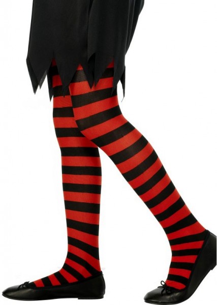 Curled girls tights black-red