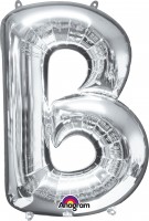 Folieballon letter B zilver 86cm