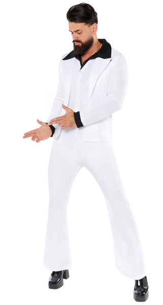 Biały męski garnitur imprezowy Night Fever z lat 70