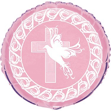 Communion foil balloon in pink 45cm
