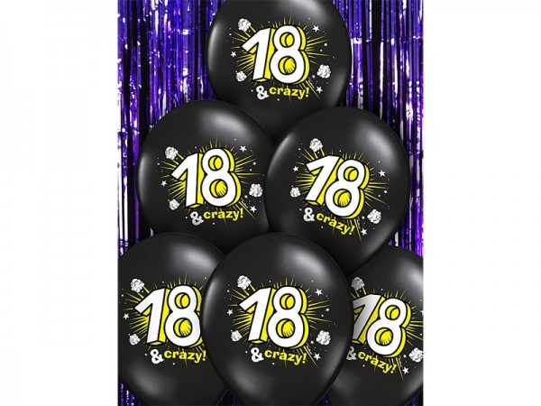 50 ballons 18 & Crazy Black Yellow 30cm 3