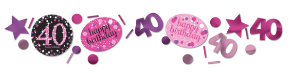 Pink 40-års fødselsdag dryssedekoration 34g