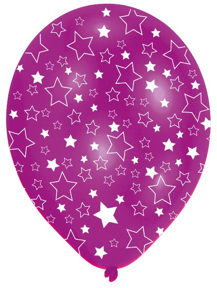 6 party balloons colorful sparkling stars 7