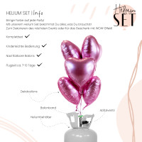 Vorschau: Cotton Candy mattes Herz Ballonbouquet-Set mit Heliumbehälter