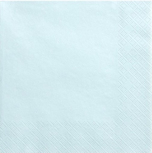 20 serviettes bleu glacé 33cm