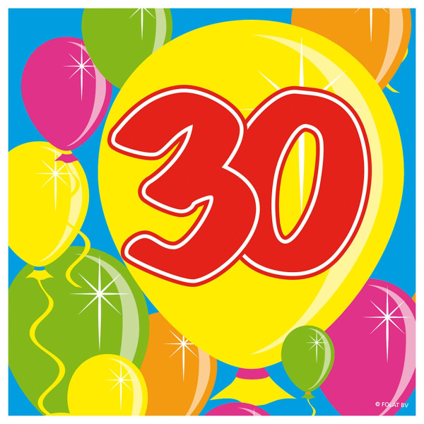 20 spektakulære 30-års fødselsdags servietter 25cm