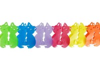 Oversigt: Farverige katteelskere papir krans 17 cm x 300 cm