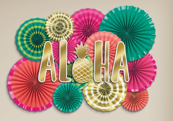 Zestaw rozetek papierowych Aloha Island 17 elementów