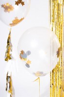 Widok: Zestaw 3 balonów z konfetti w gwiazdy i frędzlami w kolorze złotym