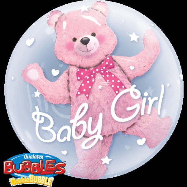 Baby Teddy Balloon-in-Balloon Pink