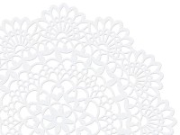 Oversigt: 10 papirunderlag roset hvid 5cm