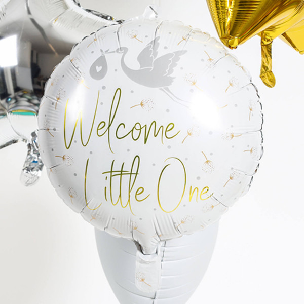 Welcome little one Storch Folienballon 45cm 2