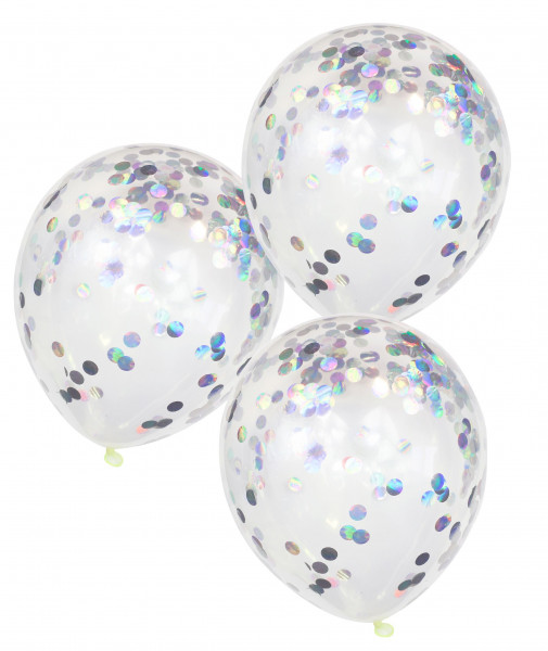 5 ballons confettis arc-en-ciel pastel 30cm