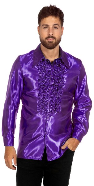 Camisa violeta con volantes para hombre