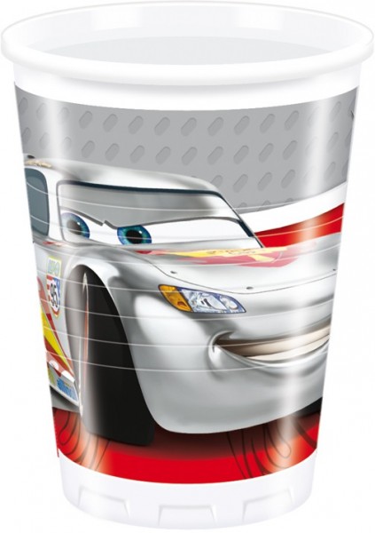 8 Cars Silver Cup Race plastic cups 200ml