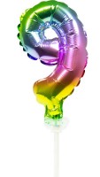 Vorschau: Regenbogen Tortendeko Ballon Zahl 9
