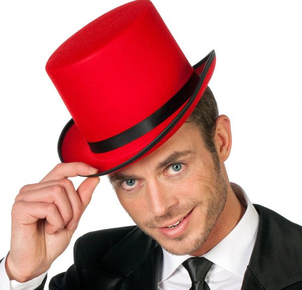 Élégant chapeau haut de forme rouge