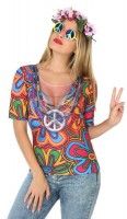 Vorschau: 3D Flowers And Peace Hippie-Shirt Damen