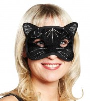 Black domino mask in the shape of a cat