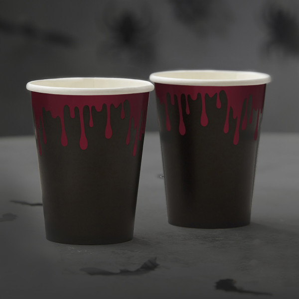 8 Bloody Black paper cups 250ml