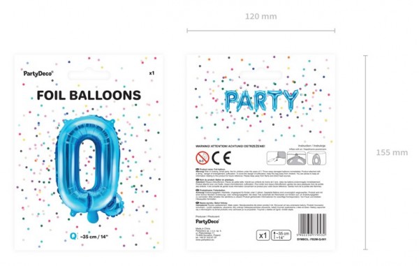 Folieballong Q azurblå 35cm 3