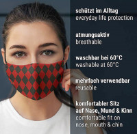 Preview: Mouth nose mask harlequin red-black