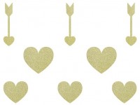 Vista previa: 8 corazones esparcidos dorados Corazones brillantes