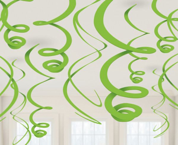 12 espirales de decoración verdes Fiesta 55cm