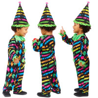 Oversigt: Mini neon gyser klovn børn kostume