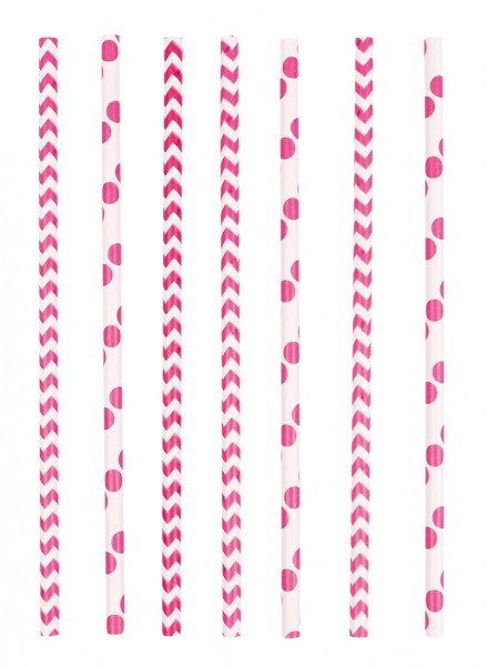 24 Słomki papierowe Summerfeeling różowe 19,5 cm