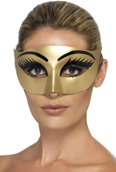 Gyllene ögonmask med ögonfrans- och ögonbrynstryck