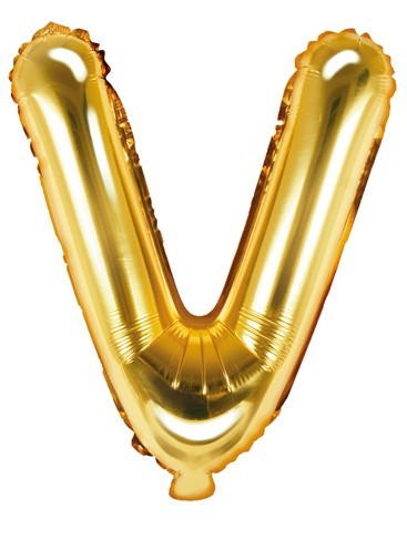 Folieballon V goud 35cm