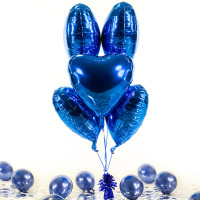 Vorschau: 5 Heliumballons in der Box Blue Heart